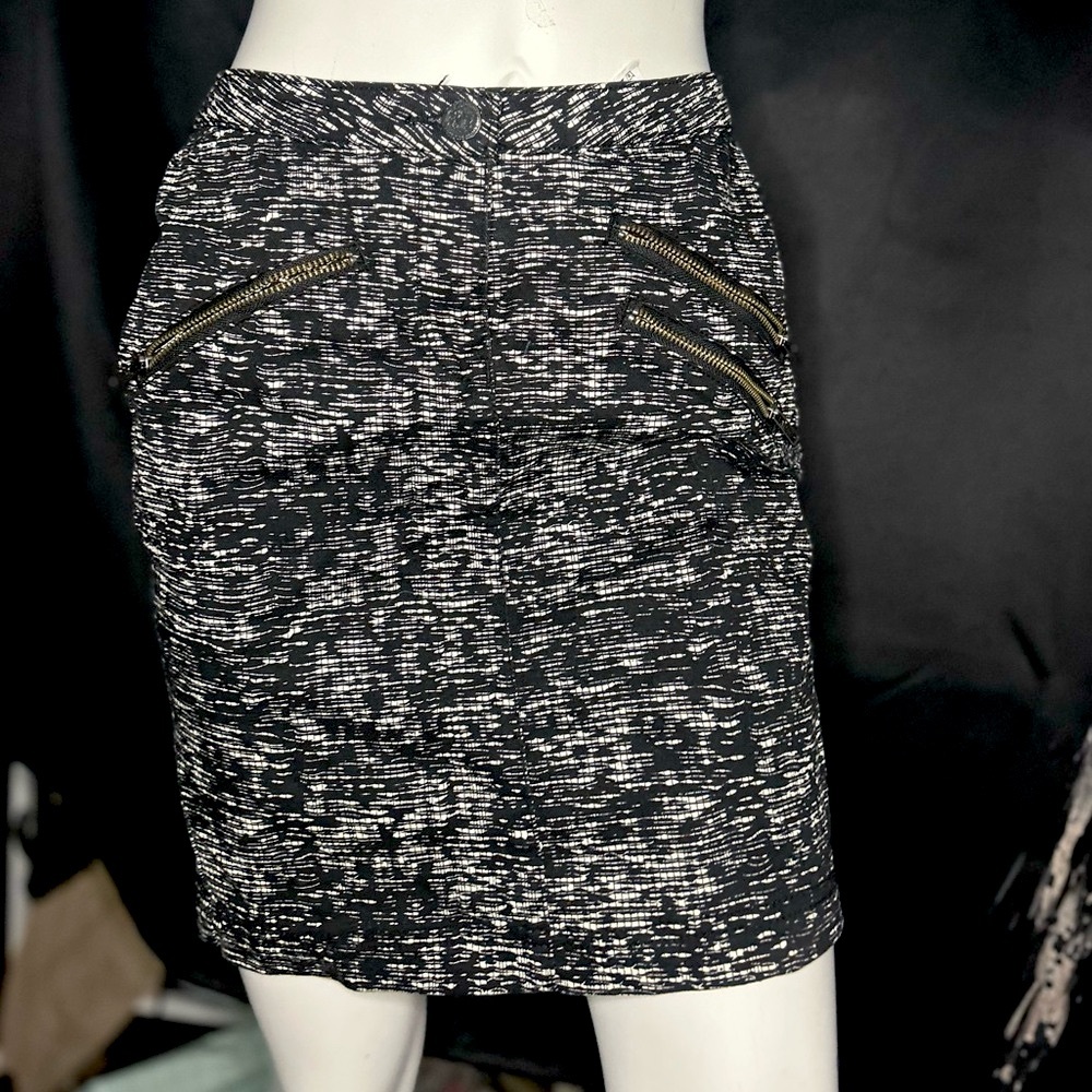 Maison Scotch & Soda Black and White Textured Pencil Skirt